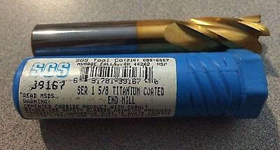 SGS TOOL 39167 SINGLE TIN 1 5/8" End Mill 4 Flute Carbide USA Square Titanium