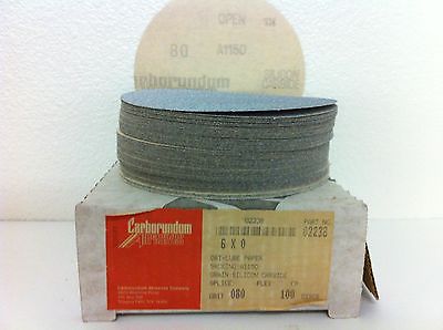 Carborundum Abrasives 100 Dri-Lube Paper Discs Silicon Carbide 80 Grit 6" Dia.