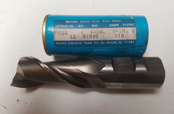Besly Bendix HSS End Mill 2 Flutes New USA 766 1" LL 21893 116 ALUM