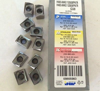 10 Pcs ISCAR H490 ANKX 1205 06 PNTR IC 328 Carbide Inserts Mill Lathe New Tools