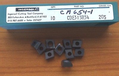10 Pcs Ingersoll Cutting Tools CM 654-1 CDE313R34 205 Lathe Carbide Inserts New