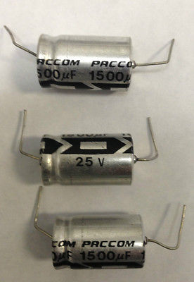 New Lot of 10 Pcs Axial Electrolytic Capacitor 1500UF 25V Made by PACCOM