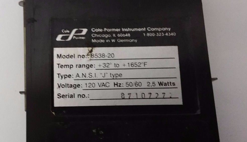 COLE PARMER Instrument Company 8538-20 Temperature controller Display