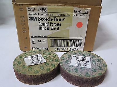 3M Scotch-Brite General Purpose Unitized Wheels 3"x3/4"x1/4" 7A MED Brand New