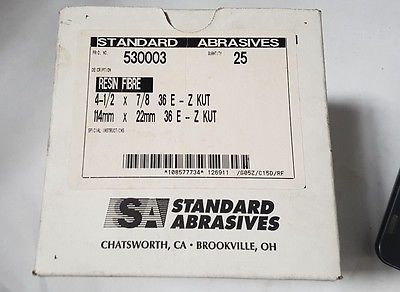 Standard Abrasives 530003 Resin Fibre 4-1/2 x 7/8 36 E - Z KUT 25 Pcs New 114 mm