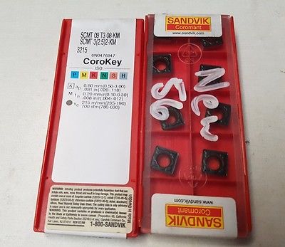 SANDVIK Coromant SCMT 09 T3 06-KM 3(2.5) 2-KM 3215 Lathe Carbide Inserts 10 Pcs