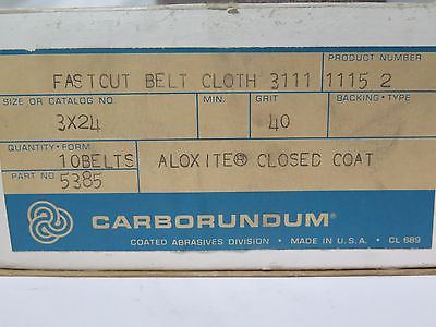 Carborundum Abrasives 10 Fastcut Cloth Aloxite Belts 40 Grit Closed Coat 3