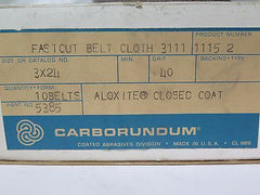 Carborundum Abrasives 10 Fastcut Cloth Aloxite Belts 40 Grit Closed Coat 3