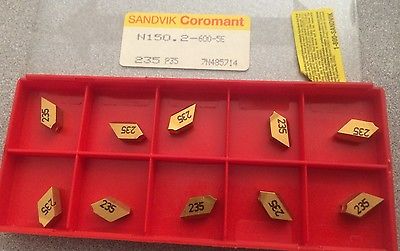 SANDVIK Coromant N150.2 600 5E 235 P35 Grooving Lathe Carbide 10 Inserts Gold