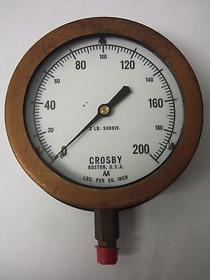 Crosby 0-200 Psi Test Pressure Gage Gauge 2 LB Subdivision Steampunk Vintage