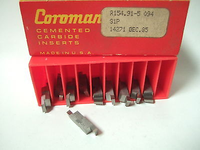SANDVIK Coromant R154 91 5 094 S1P 14271 Grooving Lathe Carbide Inserts 10 Pcs