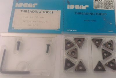 ISCAR Threading Tool 3/8 ER 32 UN IC 50M Carbide Inserts 10 Pcs Thread Lathe New