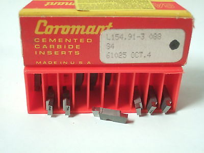 SANDVIK Coromant L154 91 3 088 S4 61025 Grooving Lathe Carbide Inserts 10 Pc New