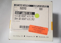 100 Pcs Standard Abrasives 1-1/2 320 SOCATT Laminated Disc Scotch 522312 2 PLY
