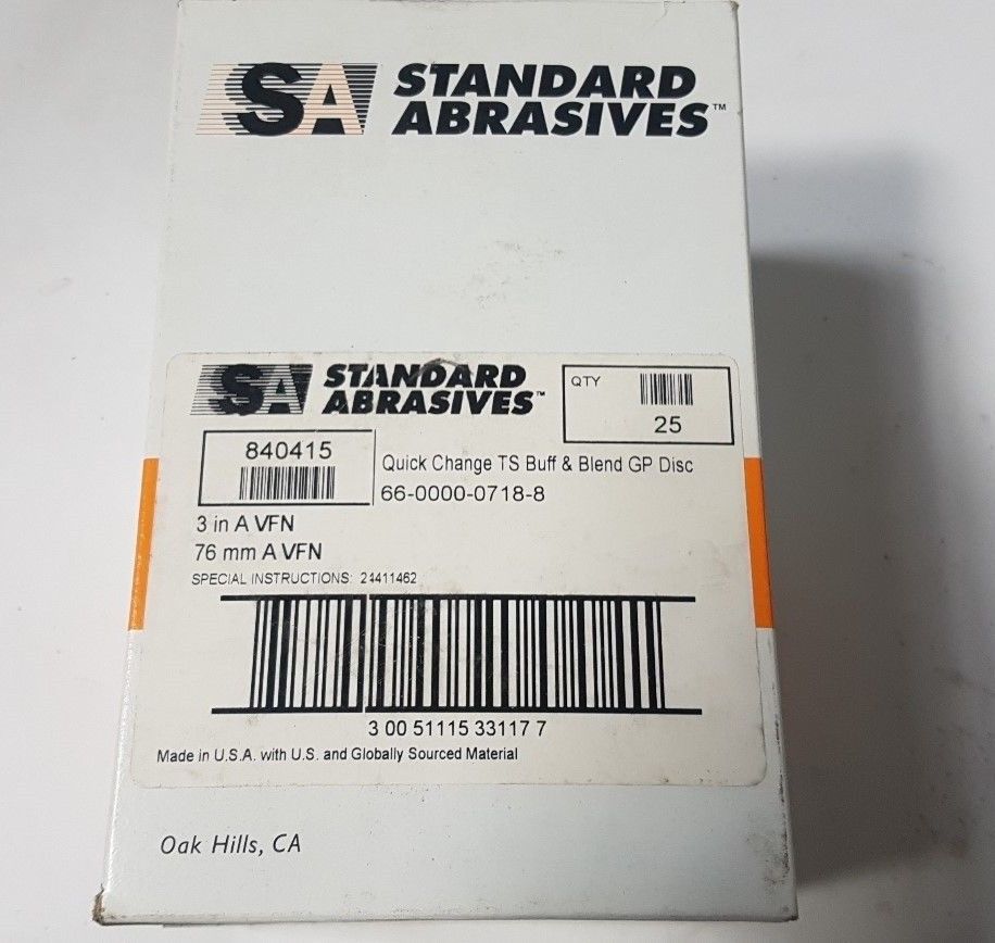 25 Pcs Standard Abrasives Quick Change GP Disc Scotch 840415 TS Buff Blend 3"