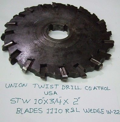 Union Twist Drill 10” x ¾” Side Mill Milling Cutter Slot Blades 1110 Wedge W-22