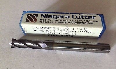 Niagara Cutter 1/4 x 1/4 x 3/4 x 2-1/2 End Mill 4F SE 30 RH Carbide C430 85594