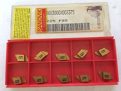 10 Pcs SANDVIK Coromant X603000X003375 225 P25 Lathe Grooving Carbide Inserts