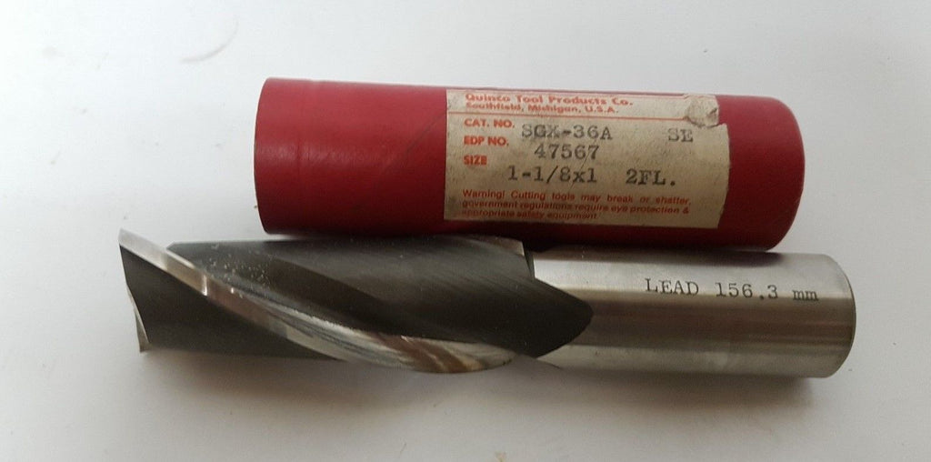 QUINCO TOOL PRODUCTS SGX 36A HSS End Mill 1-1/8 x 1 Shank 2 Flutes Brand New USA