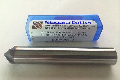 Niagara Cutter 1/2 x 1/2 x 1/4 x 3 End Mill 4F SE 90 RH CM490 Carbide 76602 New