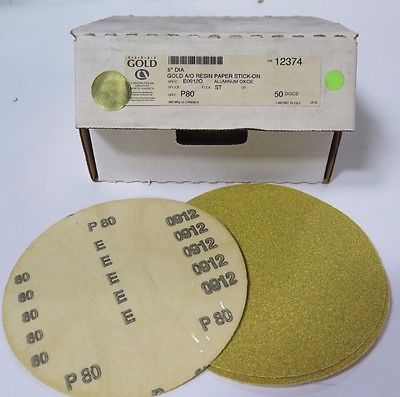 Carborundum Abrasives 6" Gold A/O Resin Paper 12374 E09120 Grit 80 50pcs New
