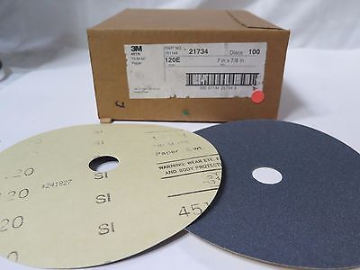 3M 7 x 7/8" 451N Tri-M-ite Paper Discs PN: 21734 Grit 120 Qty 100 Brand New