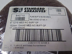 10 Pcs Standard Abrasives 6 x 1/2 Medium Buff Blend Disc Center Hole 840710 New