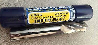 Lot 2 ULTRA Tool 320B 9/16" x 1-1/4" x 3-1/2" Ball Nose 4 Flute End Mill Carbide