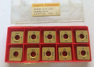 SANDVIK Coromant SNMM 644-31 19 06 16-31 415 P-K15 Lathe Carbide 10 Inserts Gold
