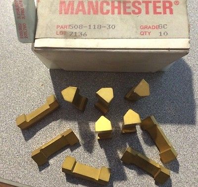 MANCHESTER 508 118 30 7136 GC Grooving Lathe Carbide Inserts Gold 10 Pcs New