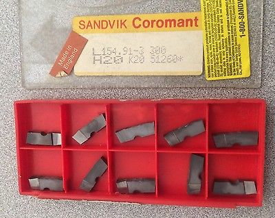 SANDVIK Coromant L154.91-3 300 H20 K20 Grooving Lathe Carbide Inserts 10 Pcs New