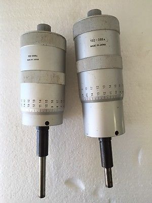 Set of 2 Used Mitutoyo 152-388A Micrometer Heads 0-2" Range .0001" Graduation