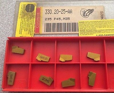 SANDVIK Coromant 330.20-25-AA 235 P45 M35 Lathe Grooving Carbide 8 Inserts Gold