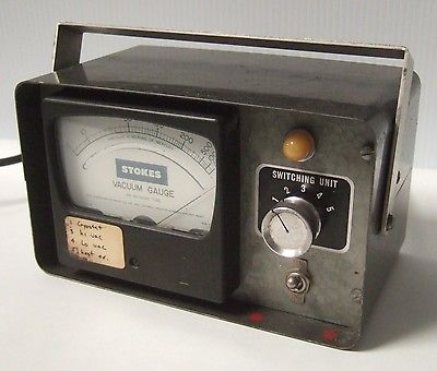 STOKES Vacuum Gauge Model TB 3S MB 3M Tube 0-1000 Pressure Microns Of Mercury