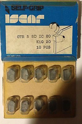 ISCAR GTR 5 8D IC 20 Carbide Inserts Grooving 10 Pcs Self Grip Cut-Off Lathe New