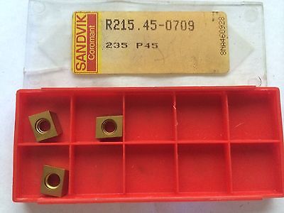3 Pcs SANDVIK Coromant R215 45 0709 235 P45 Lathe Mill Carbide Inserts Gold Tool