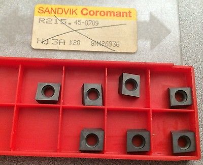 SANDVIK Coromant R215.45-0709 H13A K20 Lathe Mill Carbide Inserts 7 Pcs New Tool