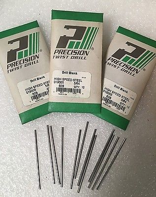 Lot of 36 High Speed Steel Drill Blanks 5/64 PRECISION Twist Drill Made In USA