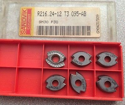SANDVIK Coromant R216.24 12 T3 095 AB SM30 P30 Mill Lathe Carbide Inserts 6 Pcs