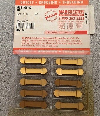 MANCHESTER 508 168 30 GC Grooving Lathe Carbide Inserts Gold 10 Pcs New