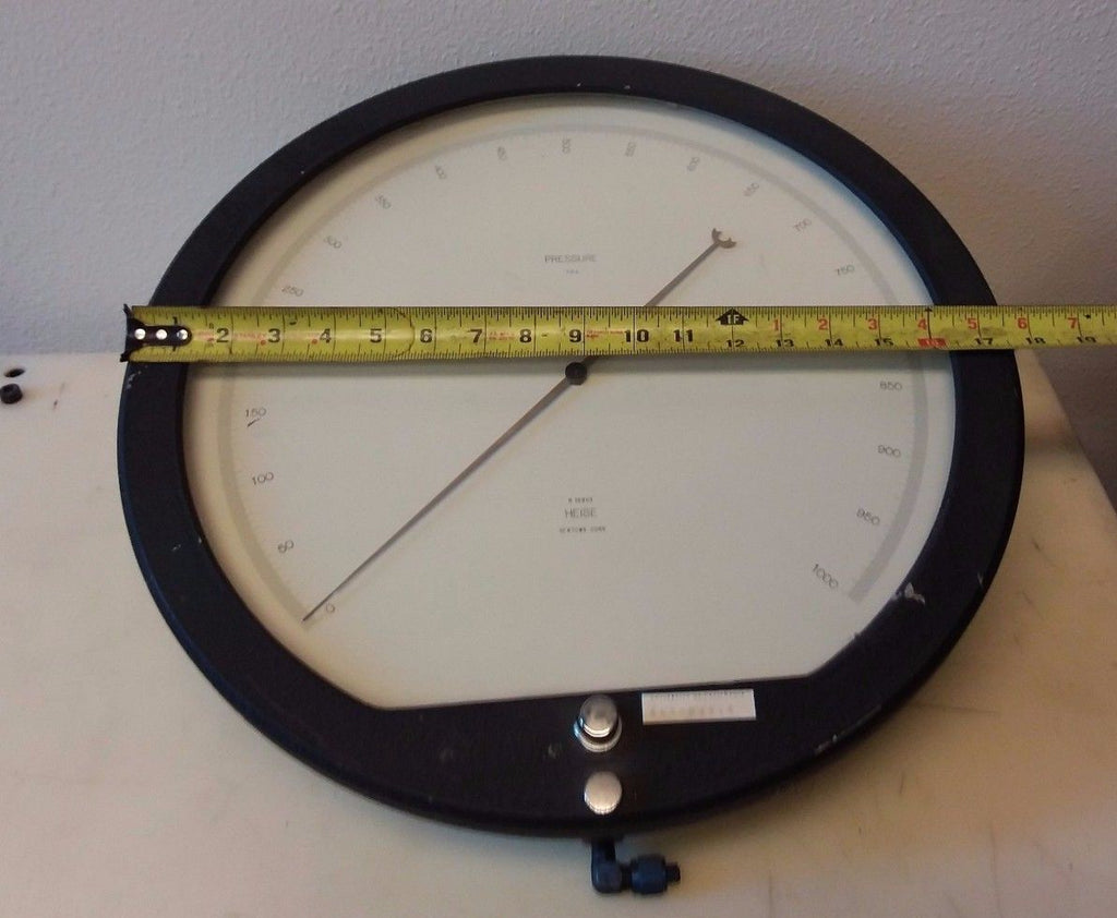 HEISE Pressure Gauge 0-1000 16" Psi Divisions Test Gage Newtown Conn H 12983