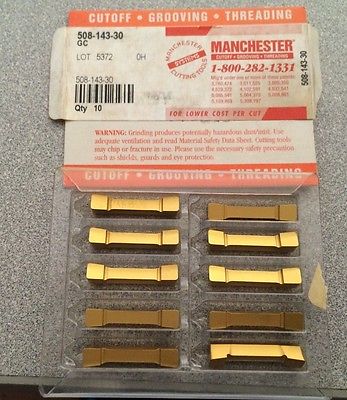 MANCHESTER 508 143 30 GC Grooving Lathe Carbide Inserts Gold 10 Pcs New