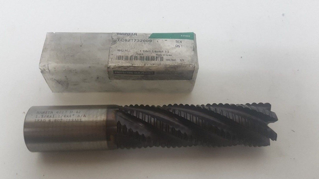 Hanita HSS Rougher End Mill 6217 M-42 1.1/4 x 1.1/4 x 4 R/A Tool 6 Flutes