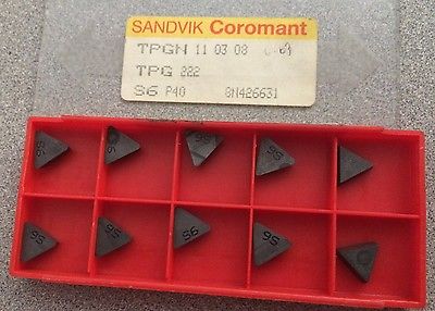SANDVIK Coromant TPGN 11 03 08 TPG 222 S6 P40 Lathe Carbide Inserts 10 Pcs New