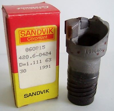 SANDVIK Coromant Carbide Ejector Deep Hole Drill 1.111 Diameter 420.6-0424 New