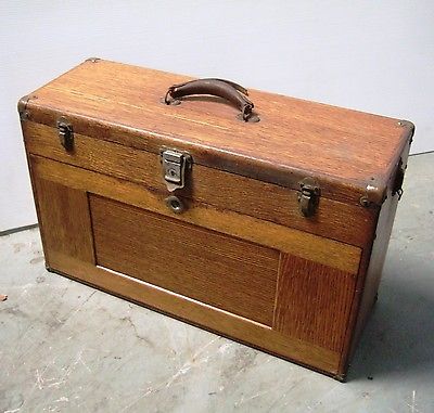 Vintage Gerstner Machinist Tool Chest Wood Box Tooling Taps Drill Bits EndMills
