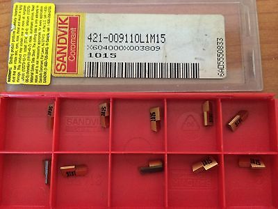 SANDVIK Coromant 421 009110L1M15 1015 X60 Lathe Grooving Carbide Inserts 10 Pcs