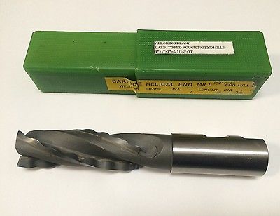Carbide Tipped Helical End Mill 1.0" x 1.0" x 3.0" Roughing Weldon Shank 3 Flute