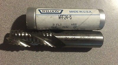 Lot of 4 New Weldon HSS End Mill 3/4" Dia 3 Flute Rougher WRF24-5 USA Made New