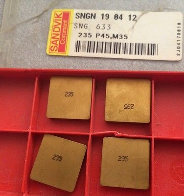 SANDVIK Coromant SNG 633 SNGN 19 04 12 235 P45 M35 Lathe Carbide 4 Inserts Gold